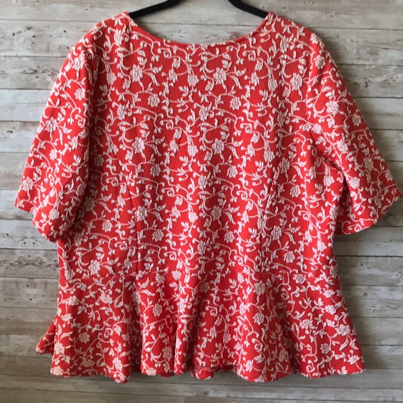 Bobeau Orange & White Peplum Top Size 3X - Picture 2 of 6